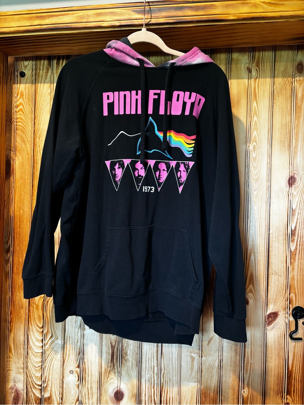torrid Black Hoodie with Pink Hood & Rainbow Graphic